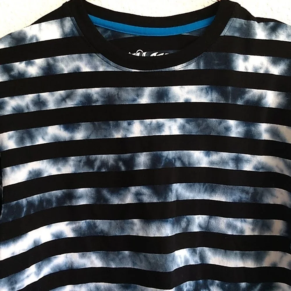 VINTAGE Billabong Striped Tee Shirt Navy Bleach Wash XL